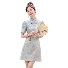 新中式改良旗袍连衣裙女夏季小个子风2025新款气质显瘦日常可穿，女装连衣裙，韩蜜菓