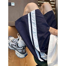 V024-P28条纹速干短裤男女夏季篮球运动五分裤宽松休闲裤子，男装牛仔裤，星座911-1