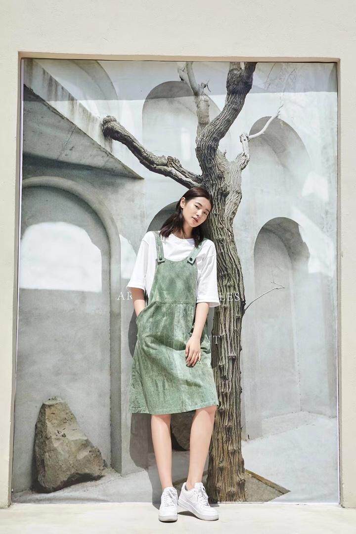 扎染背带群，女装，with E Q