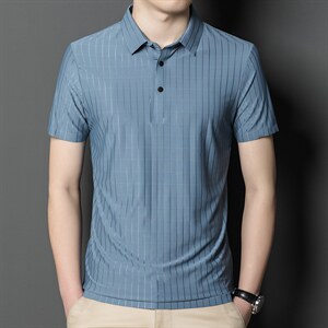 夏季新款男士翻领短袖t恤中年有领男装上衣服休闲POLO衫图片