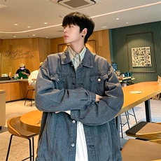 2026春工装牛仔外套男美式复古水洗休闲翻领夹克JK021，男装工装外套，星座1108