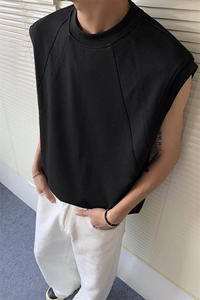 抖音特批P25无差价曼巴棉220克大码无袖美式T恤背心男T5099图片