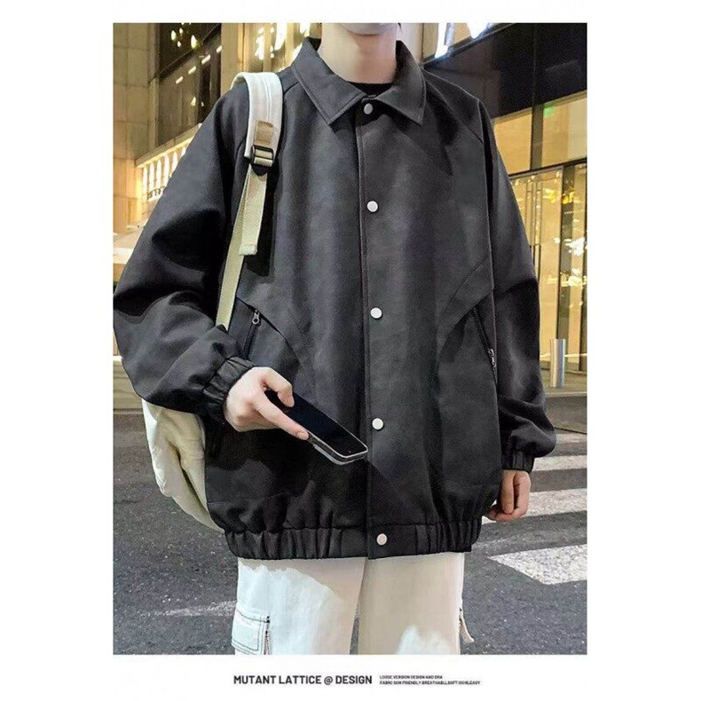 有货翻领皮衣外套男春秋季潮流夹克帅气休闲褂子上衣潮牌外衣，男装夹克，星座613