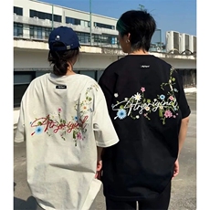 万针全刺绣工艺抖音得物高品质260克重磅纯棉双纱美式高街短袖T恤，男装T恤，电商A486