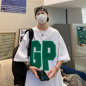 港风短袖上衣男夏潮流印花百搭T恤白底A061-T0120-P30