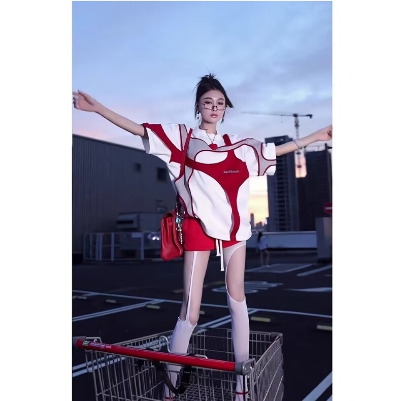 潮流文艺高街女高级感痞帅气质穿搭短袖无品牌新款原宿时尚ins,男装T恤,星座506A