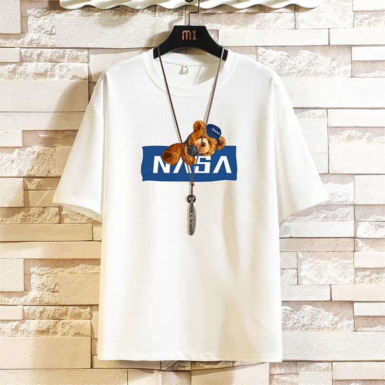 HT73247-P22 NASA华夫格t恤男短袖男大码五分袖  砖墙图片