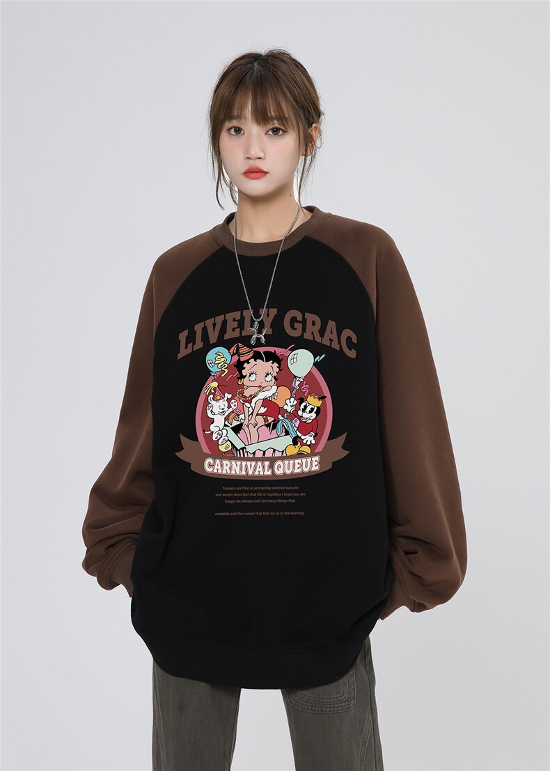 港风23新款秋季时尚百搭宽松字母印花潮流圆领卫衣WY16P48控68,男装卫衣,A247A