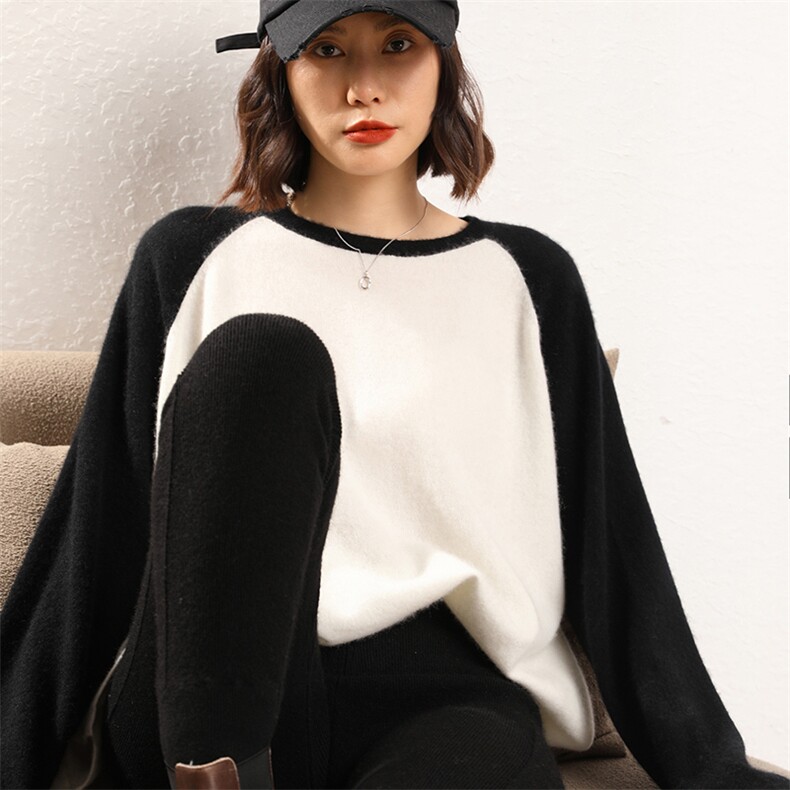 休闲气质淑女时尚秋冬季新款长袖潮流百搭显瘦打底羊绒衫,女装羊绒衫,五色羊羊绒