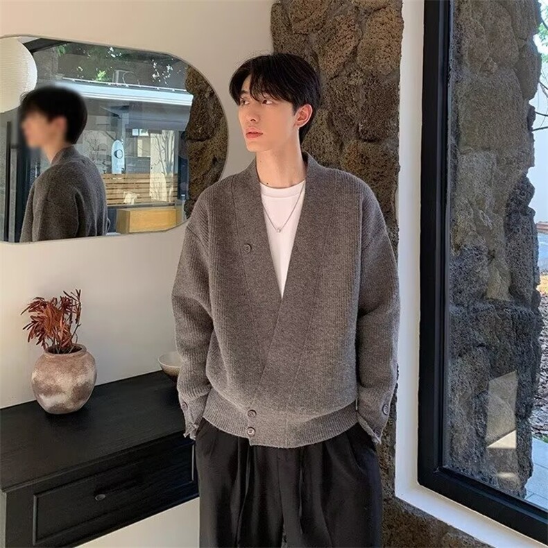 1506/QG1060/P56秋冬新款开衫毛衣美式复古休闲慵懒风纯色外套,男装针织衫/毛衣,星座1506