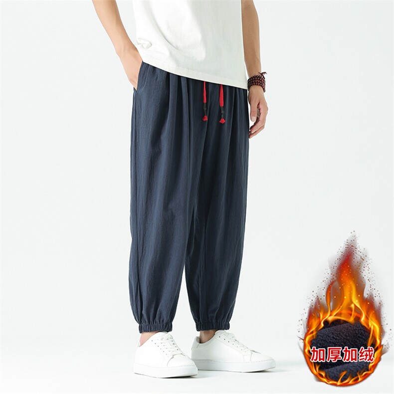 冬季加绒加厚禅修居士服僧侣灯笼裤风亚麻裤休闲长裤TP35，男装卫衣，星座225-1