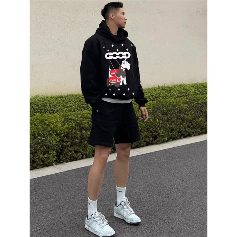 网图有货秋季字母雪纳瑞刺绣卫衣男女宽松百搭连帽上衣A845-P70,男装卫衣,星座1505