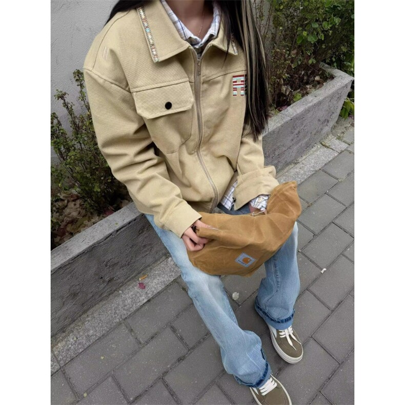 初秋季穿搭字母刺绣工装夹克巴恩风外套男女潮别致情侣GAA214P90，男装夹克，星座1013-5