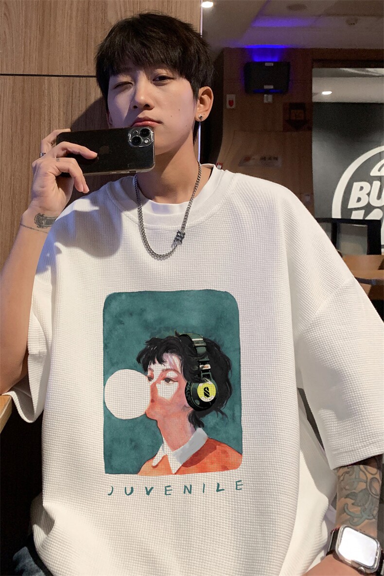 ！2025夏季新款男士透气华夫格短袖T恤半袖TXH2413特P19控38,男装T恤,电商B220