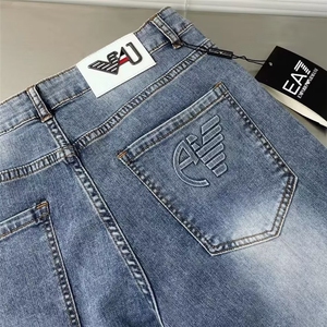 1506-1/KT021/P43欧美高端灰色印花牛仔裤男新款潮牌修身小脚弹力图片