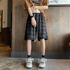 抖音品质麂皮绒雕花字母短裤休闲五分裤JDK237-P40控58，女装休闲裤，电商B370