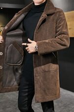 秋冬男士中长款毛呢大衣皮毛一体羊羔毛夹克外套M1190-P150控198，男装毛呢大衣，星座310B-3