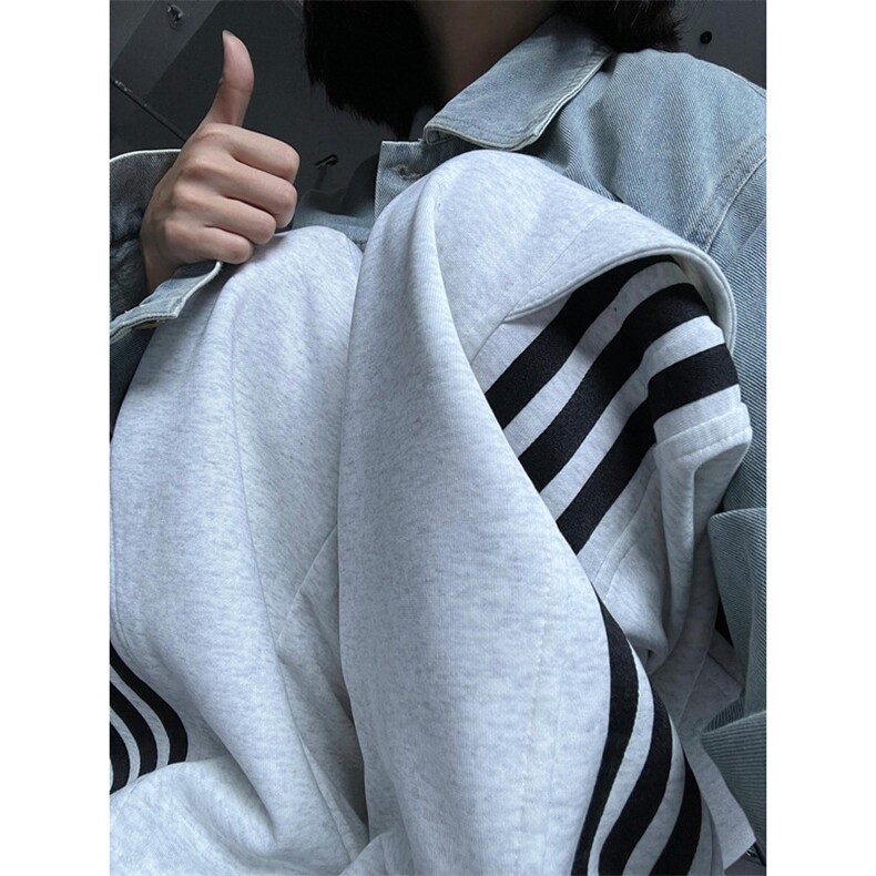 条纹休闲裤男秋季潮牌宽松垂感阔腿卫裤痞帅运动直筒裤子K151,男装休闲裤,星座1116A（原606A-3）