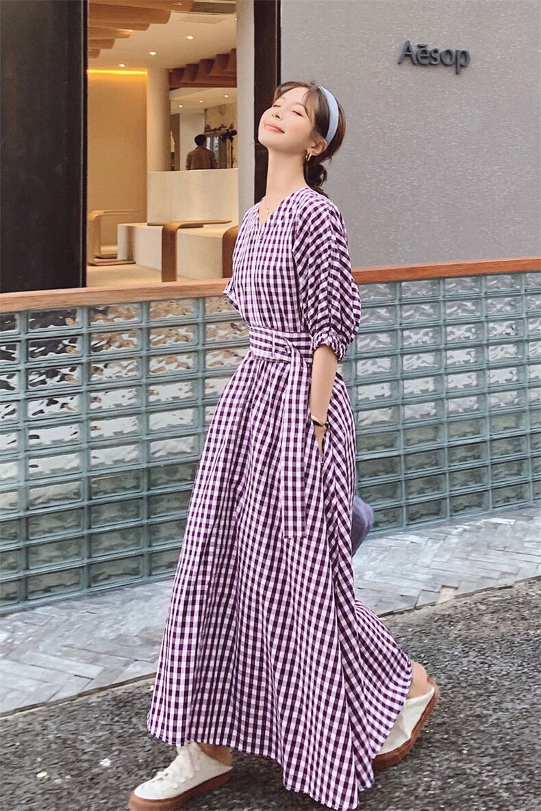 24号出货夏季新格子连衣裙（原8605）225-1932（）,女装连衣裙,浙宝225
