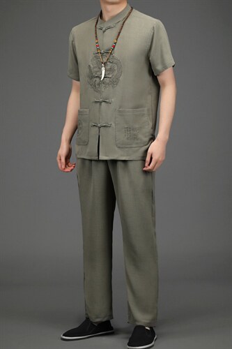 BETZ223钱塘2020-2中式唐装风中老年男装中老年套装P90，男装中老年男装，钱塘207-2