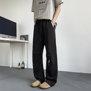 模特-褶皱伞兵卫裤男拉链设计感休闲裤子9006-P42图片