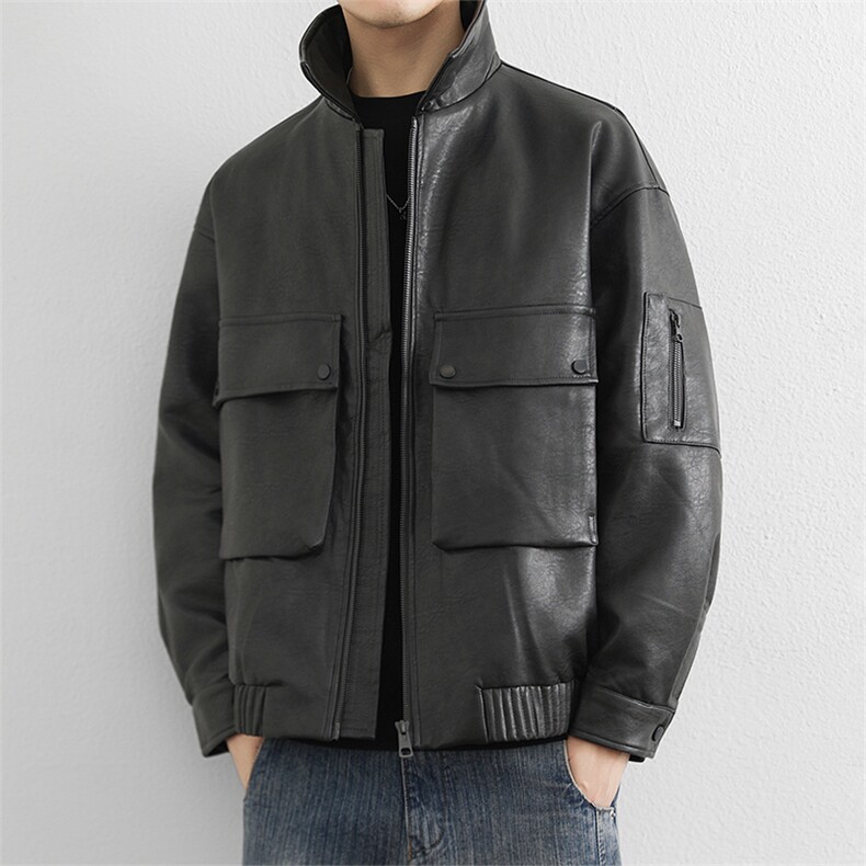 高定纳帕纹90鸭绒加厚皮衣羽绒服男士2025冬季新款羽绒外套,男装皮衣,星座914