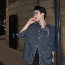 （自家图）夏季网红毛边设计感牛仔马甲男水洗高级外套2222-P63，男装背心/马甲，星座910-5