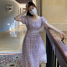 【新款现货】夏季紫色碎花连衣裙82369-P115-K165，女装连衣裙，一九零