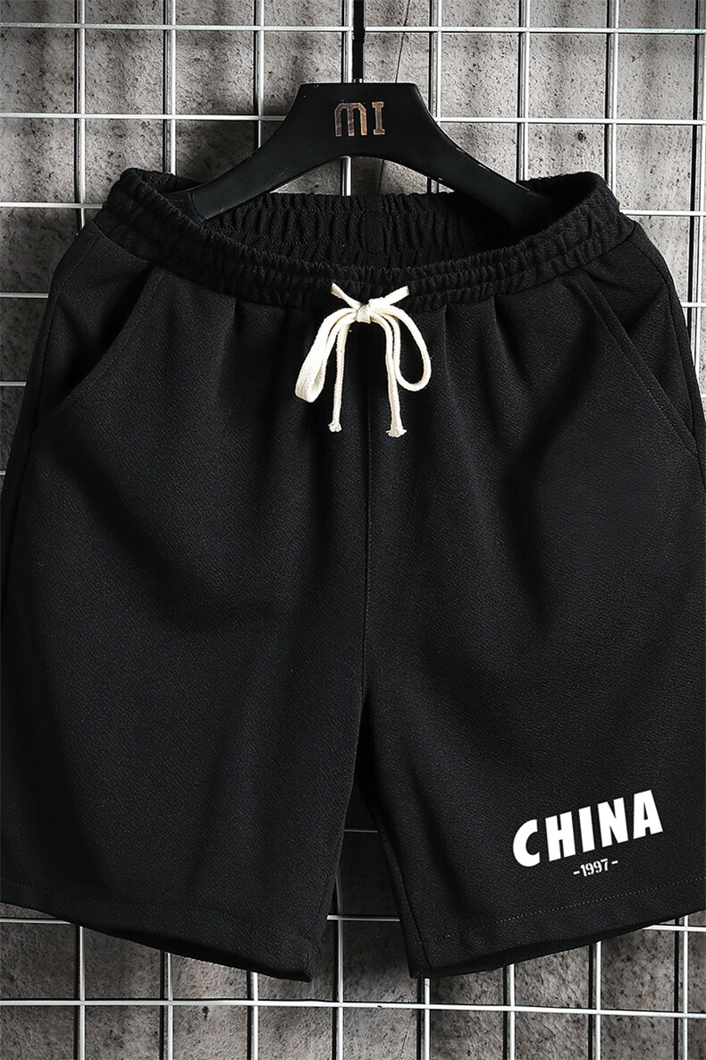 MK37248-P15冰丝短裤男士大码宽松休闲五分裤男运动中裤网格,男装休闲裤,电商A040A