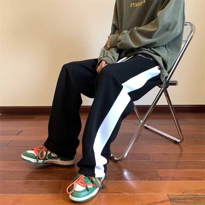2026秋季新款美式刺绣拼色休闲裤地板景XZ604-KP83-P55控68,男装休闲裤,星座604