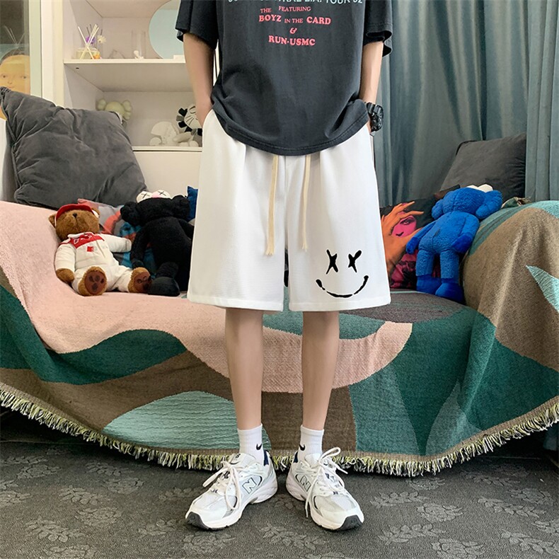 HD74190-P22华夫格短裤男大码宽松五分裤男直筒中裤，男装休闲裤，电商A040