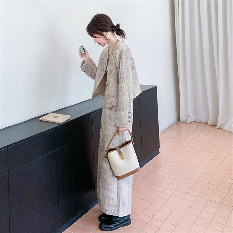 （现货）补单款新品小香风流苏毛边半裙套装F582-P175-K268,女装套装/套裙,2C255
