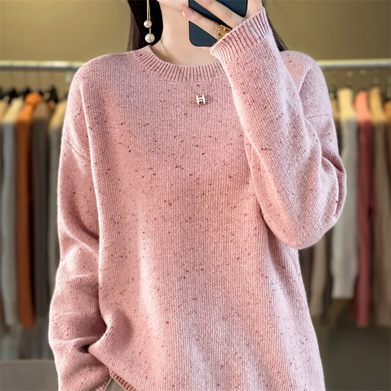 金豆子半高衫一线成衣套头秋冬新款点子纱羊毛衫,女装羊毛衫,秋虹羊绒