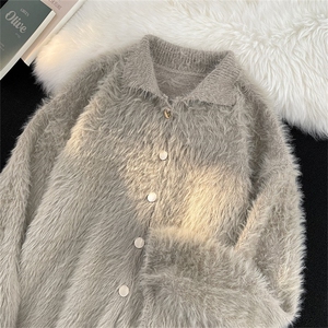 秋冬小众水貂毛外套厚实开衫男高级感短款皮毛一体仿貂MY302/P62,女装短外套,星座506B