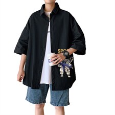 ！夏款港风冰丝衬衣男黑寸衫男白短袖衬衫男DXC285-P30，男装衬衫，电商B371