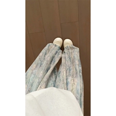 扎染镂空阔腿裤女2025新款春夏季高腰垂感休闲设计感宽松显瘦裤子，男装休闲裤，星座506A