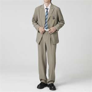 学院风dk制服红西服外套休闲痞帅毕业拍照校供高级西装班服图片