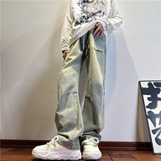 k1085-p55-控78S-3XL现货折皱宽松cleanfit牛仔裤，男装牛仔裤，星座116