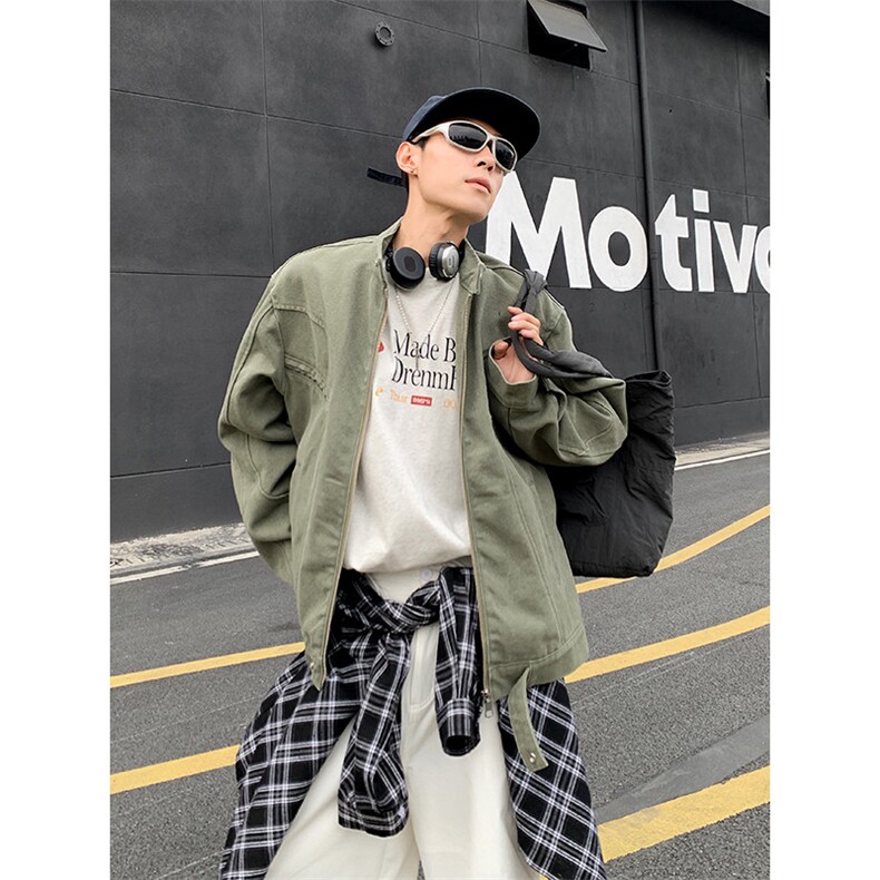 水洗牛仔外套男复古休闲上衣秋季潮牌宽松立领拉链夹克JK1091-P98,男装夹克,星座1103-3