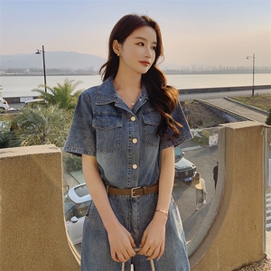 薄款牛仔连体裤女夏2024新款高级感爆款短裤连衣裤小个子港风图片