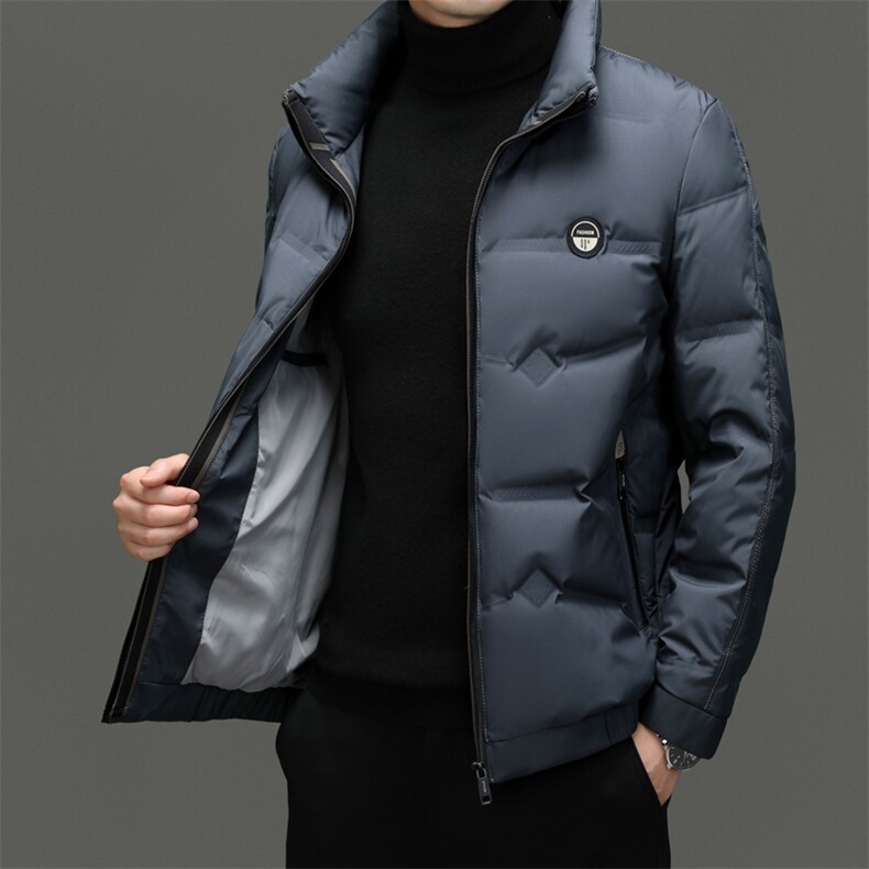 立领羽绒服男士短款2024冬季新款中青年白鸭绒保暖外套时尚休闲男图片