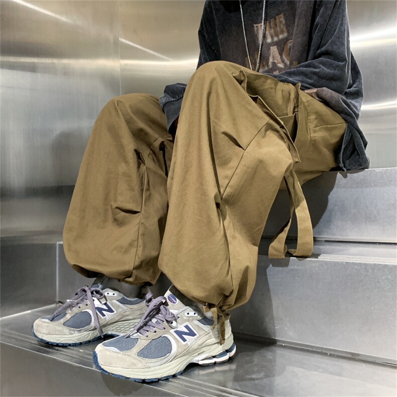工装裤男秋季日系复古阔腿裤宽松oversize束脚休闲裤 K4727-P40图片