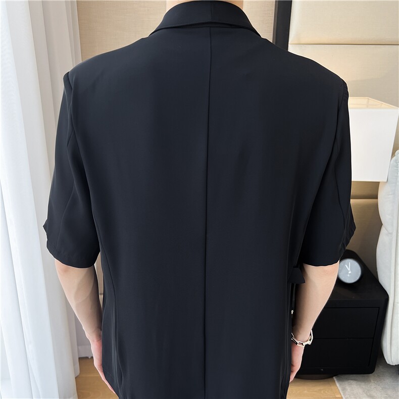 夏季高级感痞帅冰丝小众男士轻熟风薄款潮绑带外套松驰感P125，女装短外套，星座407-1