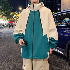 港风上衣拼接多拉链夹克宽松落肩拼色冲锋衣外套JK831P78，男装夹克，星座1204-3