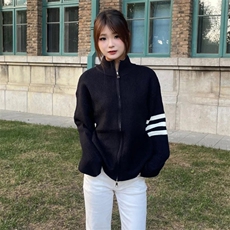 重磅秋冬北极绒开衫毛衣美式复古休闲慵懒风男女立领针织衫外套，男装针织衫/毛衣，电商A486