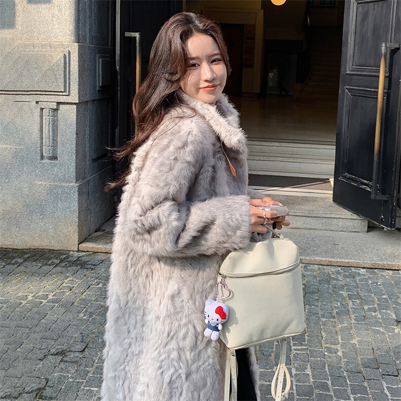 高级感灰色立领羊羔毛外套女冬2024新款加绒加厚皮毛一体皮草大衣,女装皮草,2C085