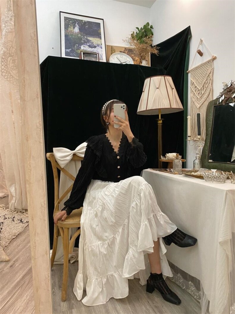 木耳边衬衣，女装，Mu Mu