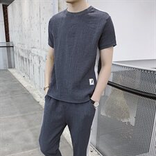 2021新款春夏季男士套装短袖t恤一套衣服帅气休闲两件套DS136T，男装T恤，电商A102
