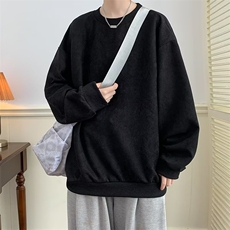 麂皮绒卫衣男韩版潮流纯色2024春秋新款ins宽松百搭外套WB002-P34，男装卫衣，星座412-2