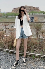 款雪纺西装外套女春夏薄款2021新款网红白色气质防晒小西服，女装西装，杭阁服饰
